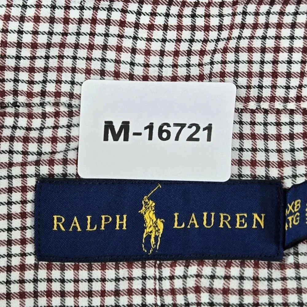 Ralph Lauren Men Button Up Shirt 4XB Red Pony Embroidery Check Long